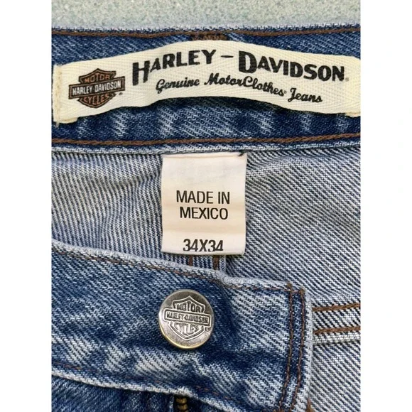Harley-Davidson Mens Boot Cut Jeans Medium Wash Blue Denim 34x34 - Picture 5 of 8